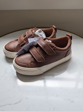 Next Direct Kids Brown Hook-and-Loop Sneakers with Cream Sole